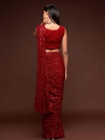 Maroon Red Pure Georgette Saree